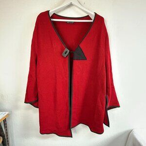 Krisztina Nagy Designer Collection Womens Red Knit Cardigan Front Detail Size 2X